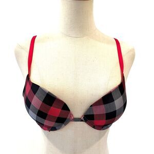 Victoria's Secret Red Black Plaid Push Up Bra 32C